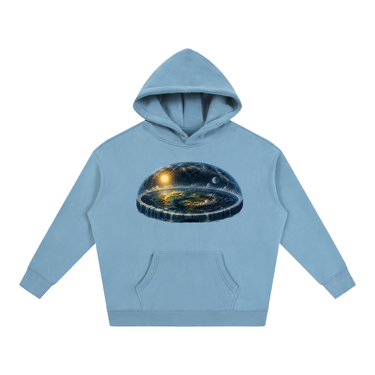 Flat Earth Oversize Fleeced Hoodie - KR Woke Wear