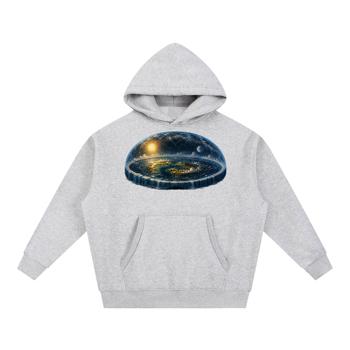 Flat Earth Essential Oversized Boxy Fit Fleece Hoodie - KR Woke Wear