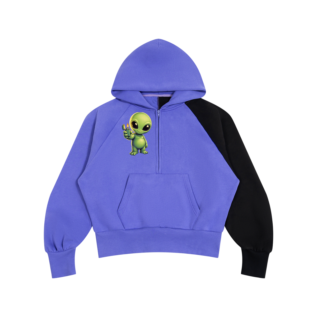 Pot Leaf, Alien Color-Block Fleece Hoodie - KR Woke Wear