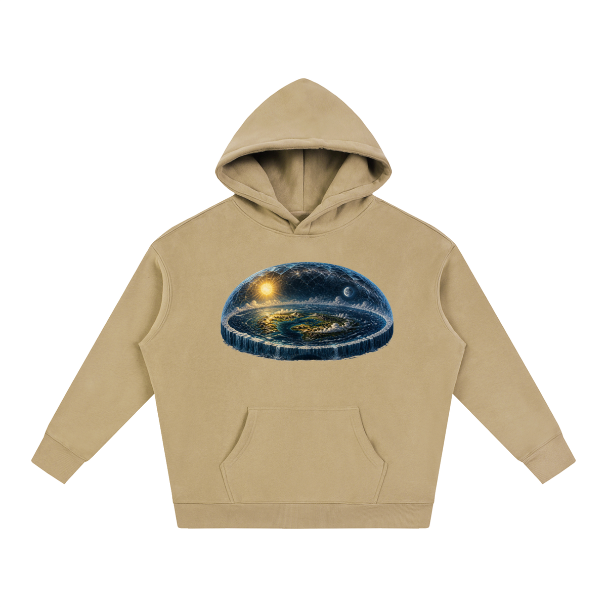 Flat Earth Oversize Fleeced Hoodie - KR Woke Wear