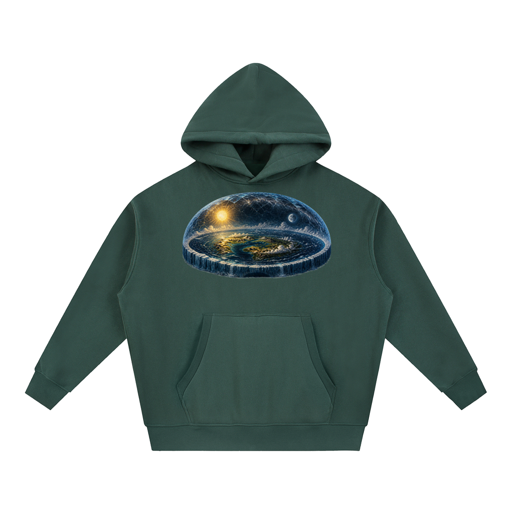 Flat Earth Essential Oversized Boxy Fit Fleece Hoodie - KR Woke Wear