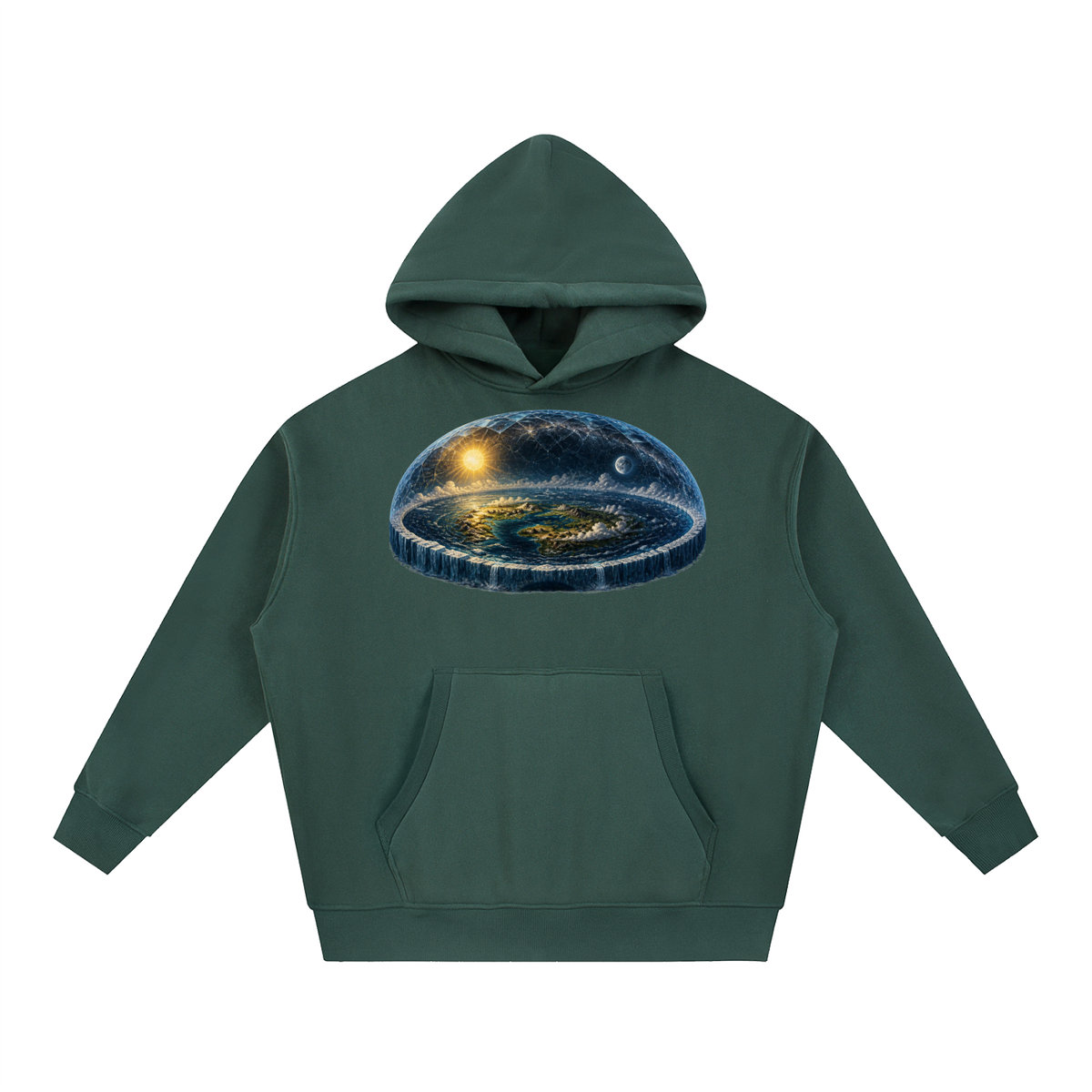 Flat Earth Essential Oversized Boxy Fit Fleece Hoodie - KR Woke Wear