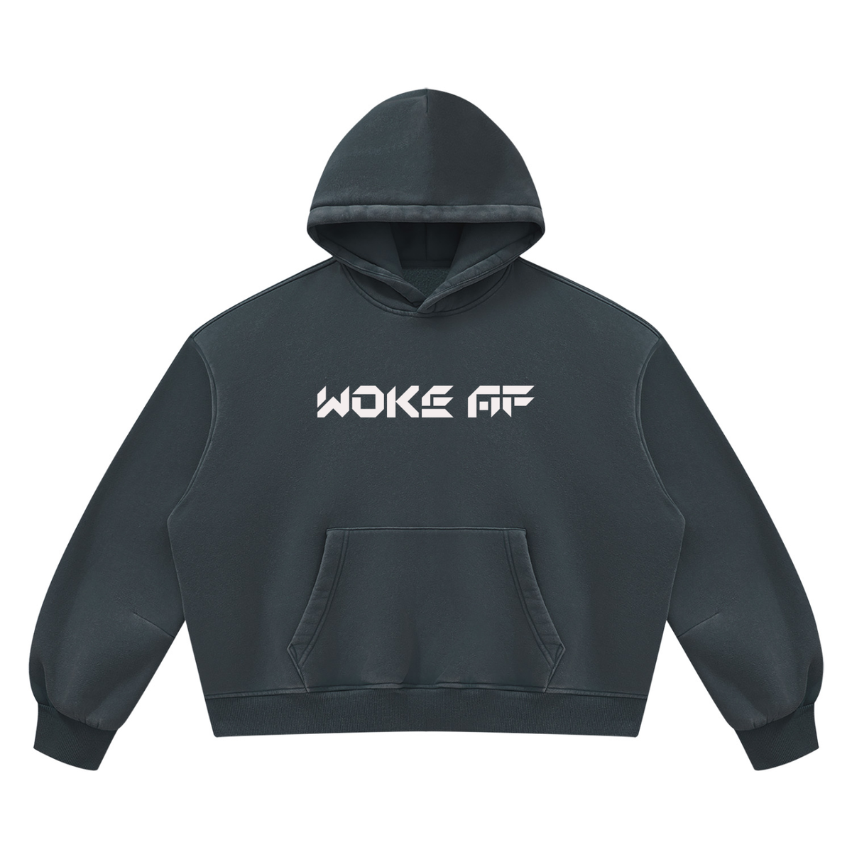 Woke AF Unisex Vintage Wash Boxy Fleece Hoodie - KR Woke Wear
