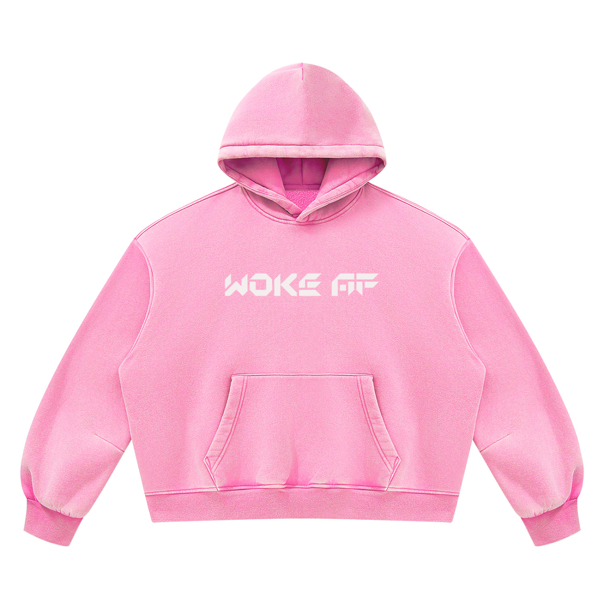Woke AF Unisex Vintage Wash Boxy Fleece Hoodie - KR Woke Wear
