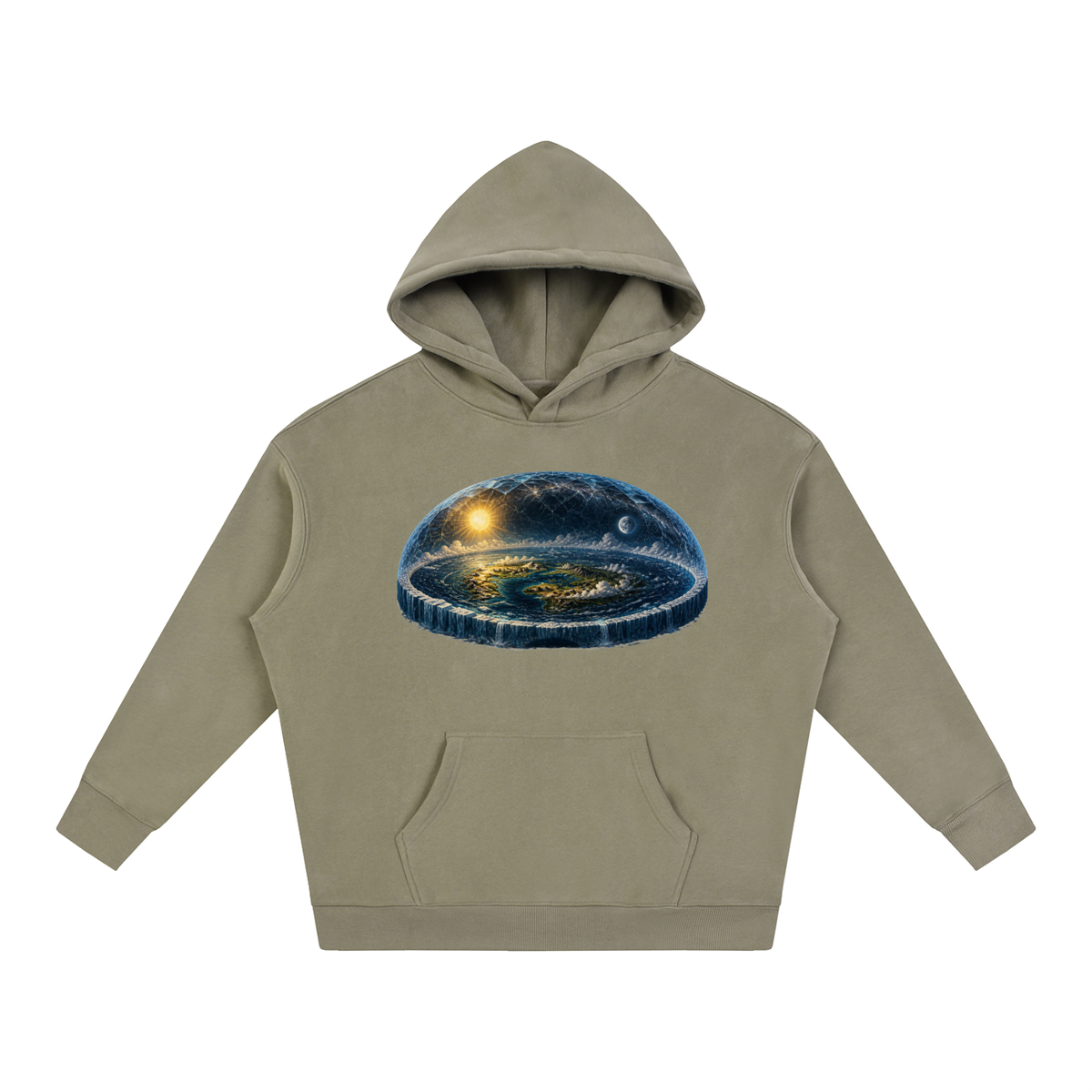 Flat Earth Oversize Fleeced Hoodie - KR Woke Wear