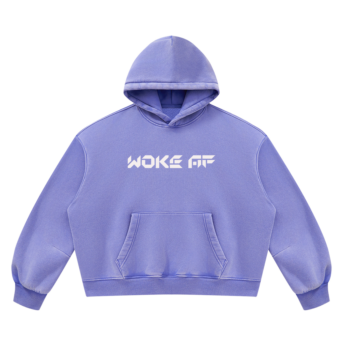 Woke AF Unisex Vintage Wash Boxy Fleece Hoodie - KR Woke Wear