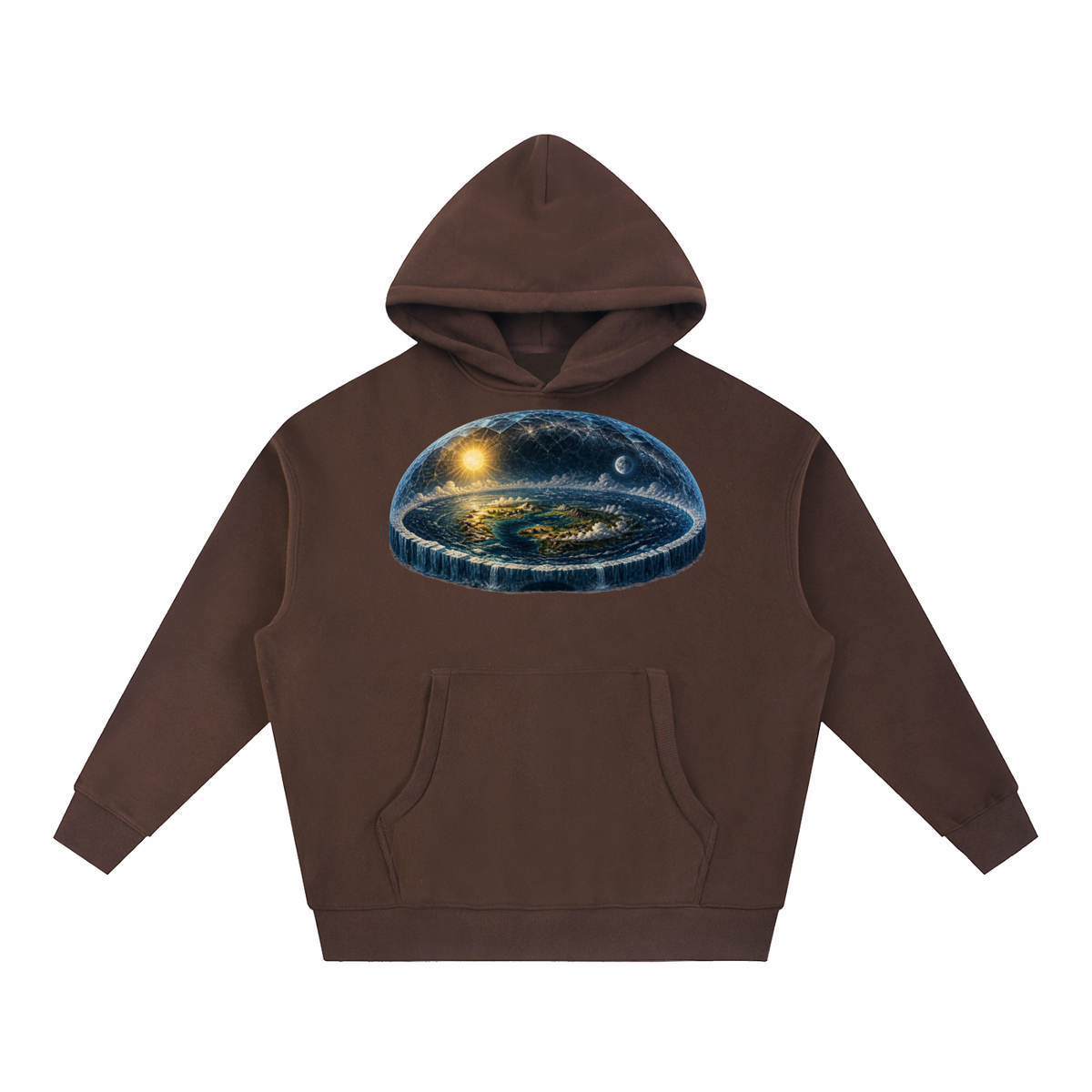 Flat Earth Essential Oversized Boxy Fit Fleece Hoodie - KR Woke Wear
