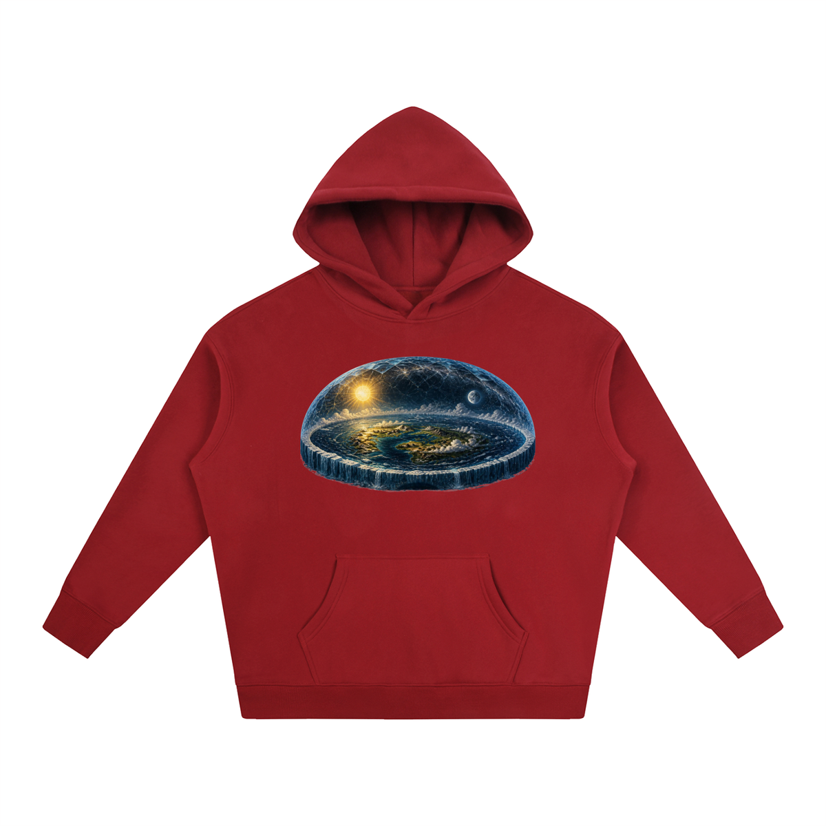 Flat Earth Oversize Fleeced Hoodie - KR Woke Wear