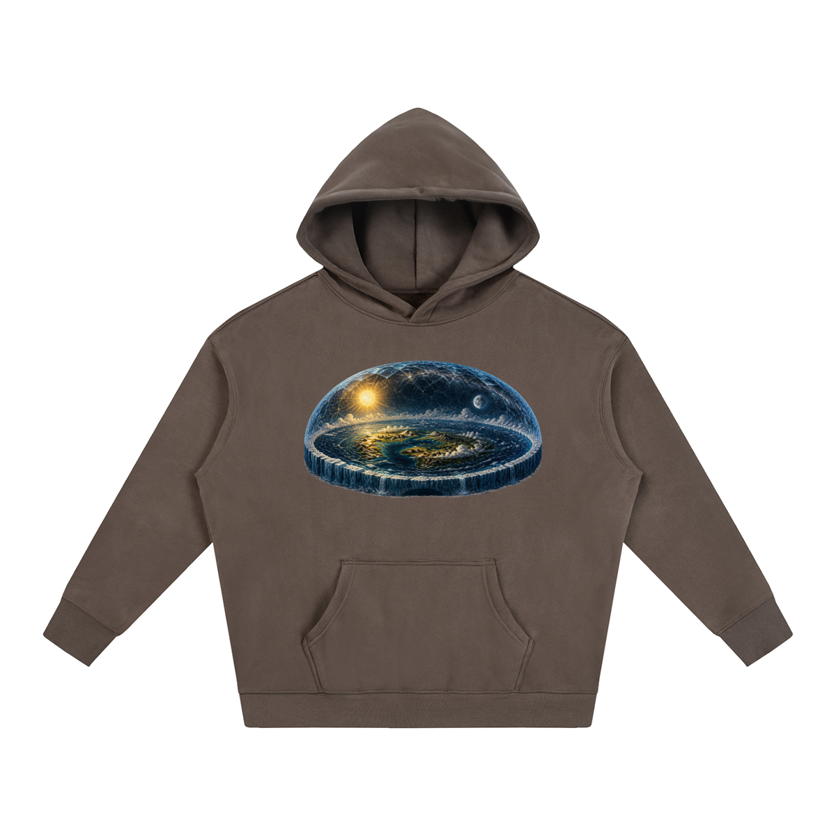 Flat Earth Oversize Fleeced Hoodie - KR Woke Wear