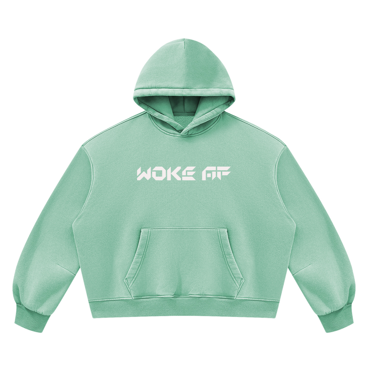 Woke AF Unisex Vintage Wash Boxy Fleece Hoodie - KR Woke Wear