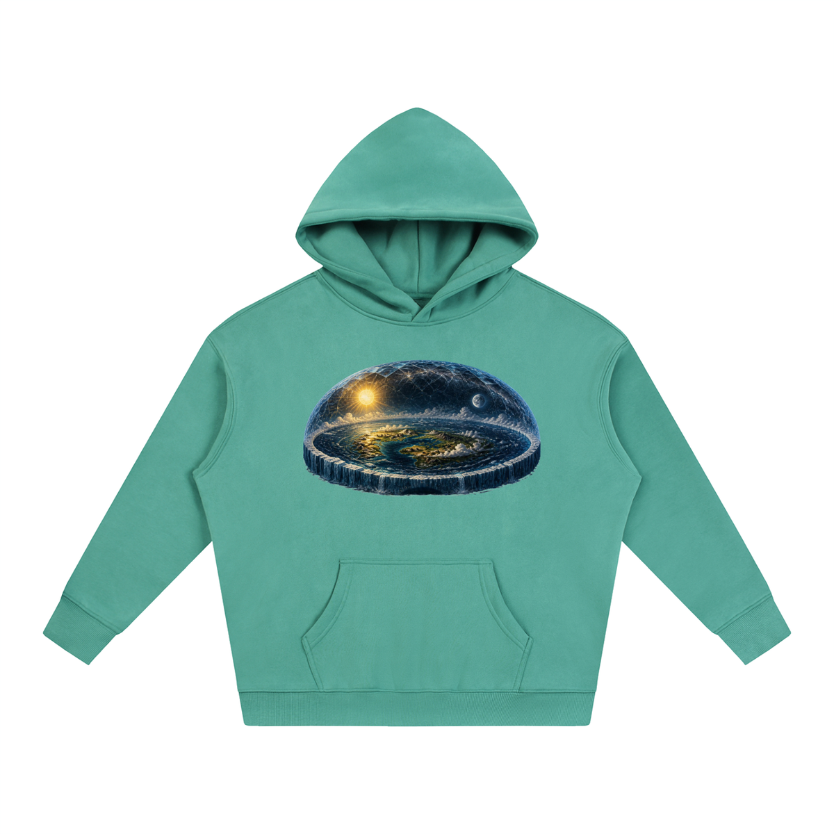 Flat Earth Oversize Fleeced Hoodie - KR Woke Wear