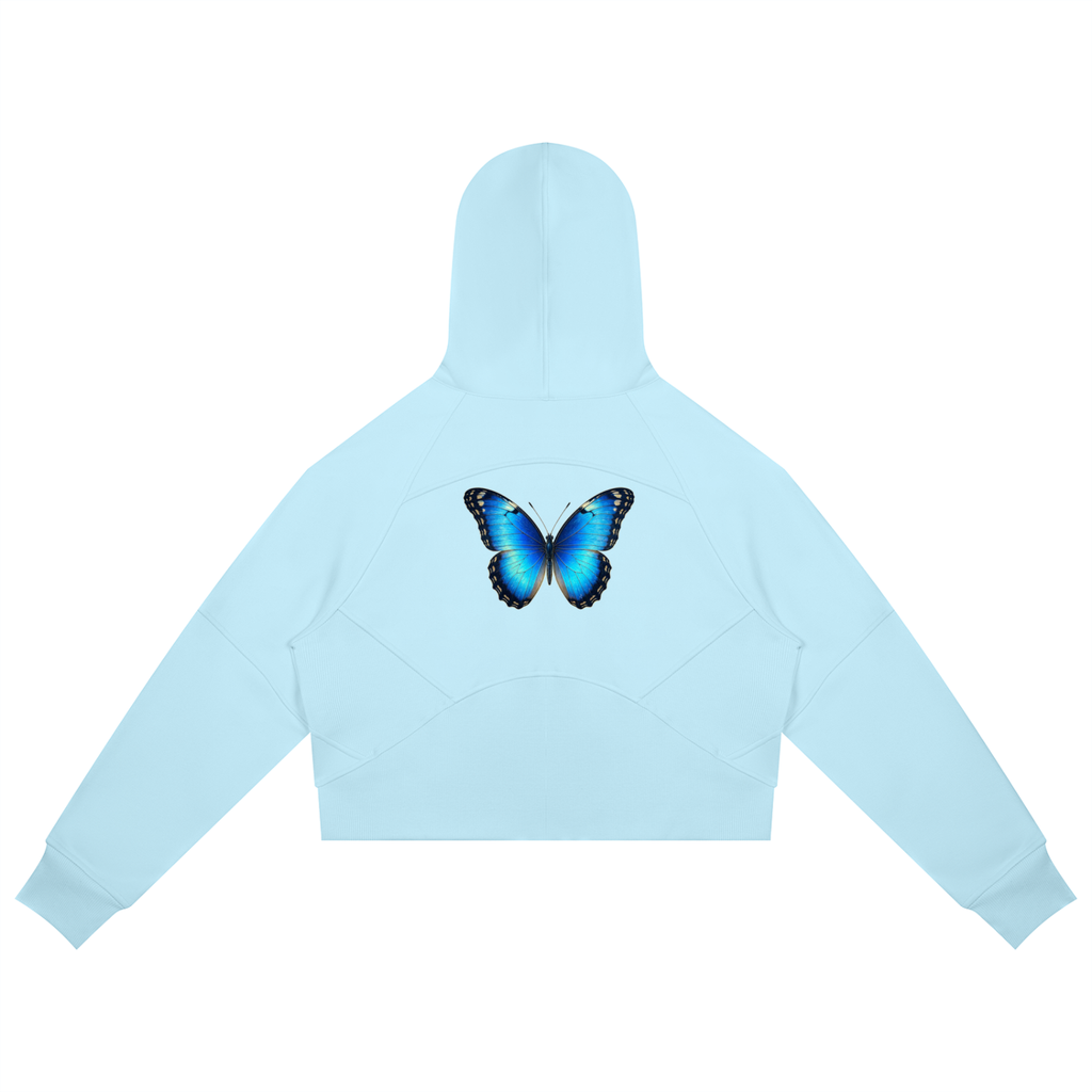 Butterfly Cropped Zip-Through Hoodie - KR Woke Wear