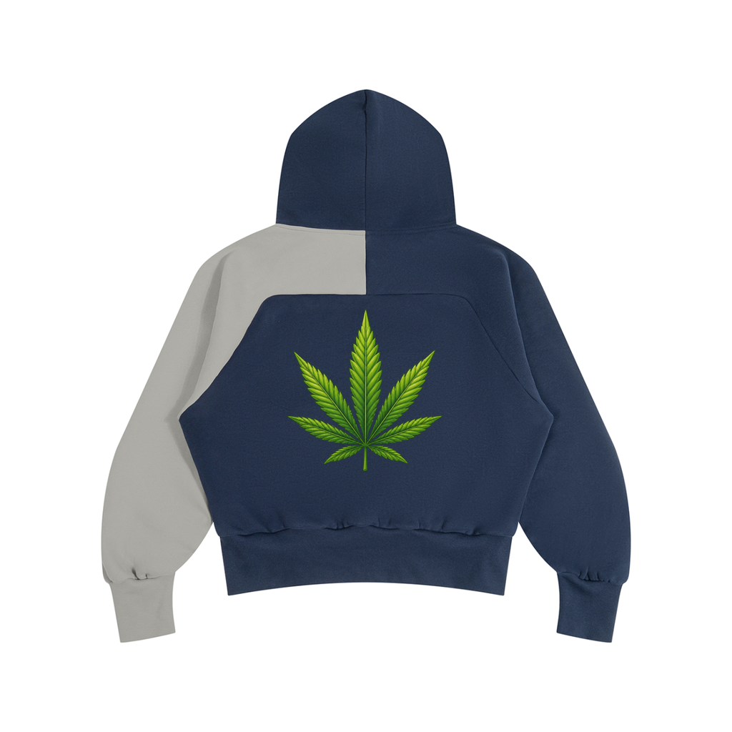Pot Leaf, Alien Color-Block Fleece Hoodie - KR Woke Wear