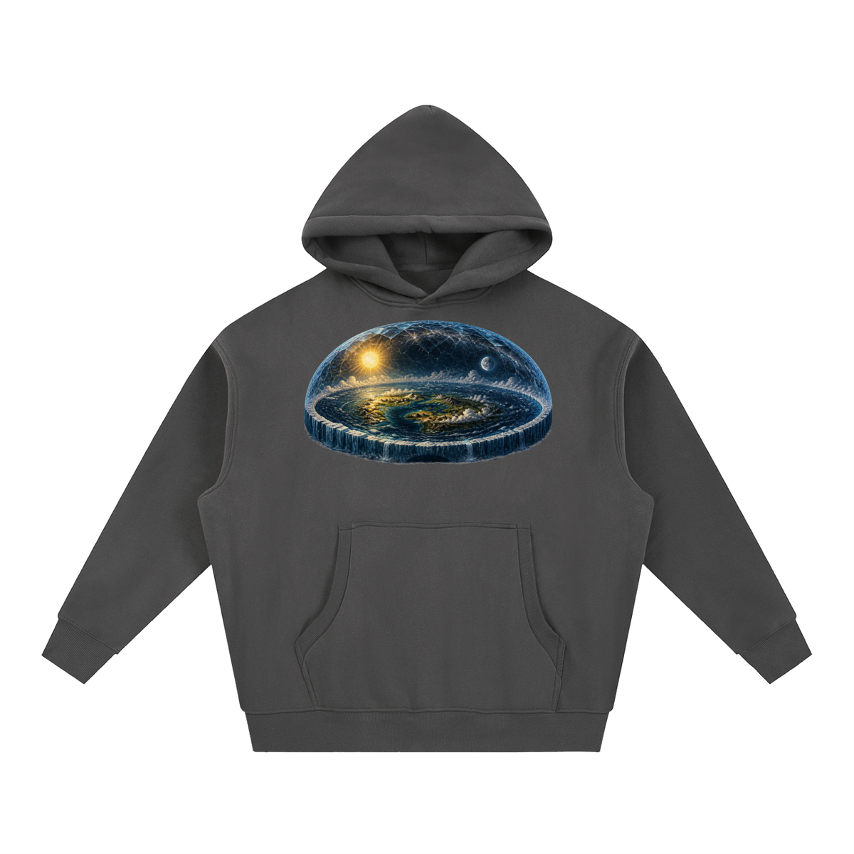 Flat Earth Essential Oversized Boxy Fit Fleece Hoodie - KR Woke Wear