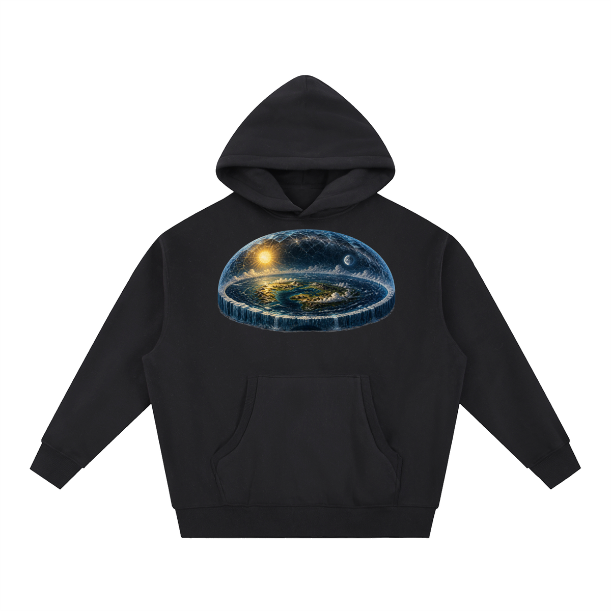Flat Earth Essential Oversized Boxy Fit Fleece Hoodie - KR Woke Wear