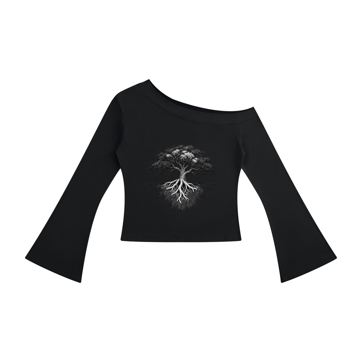 As Above, So Below Women's Off-Shoulder Bell Sleeve T-Shirt - KR Woke Wear