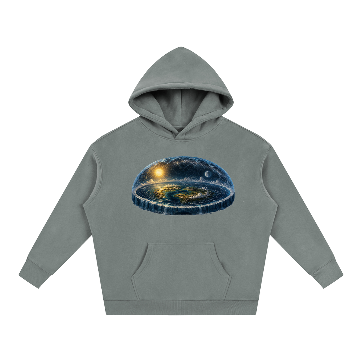 Flat Earth Oversize Fleeced Hoodie - KR Woke Wear