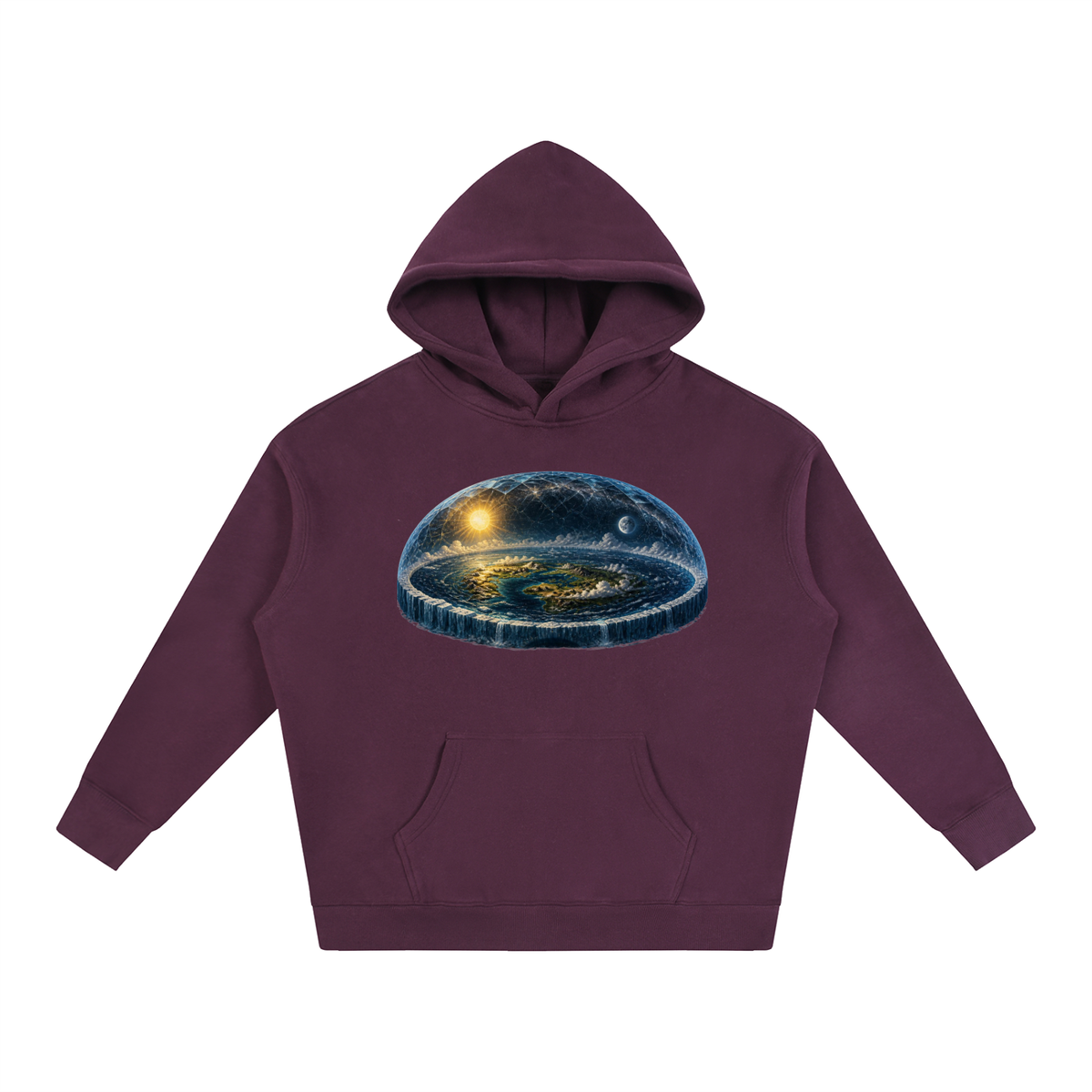 Flat Earth Oversize Fleeced Hoodie - KR Woke Wear