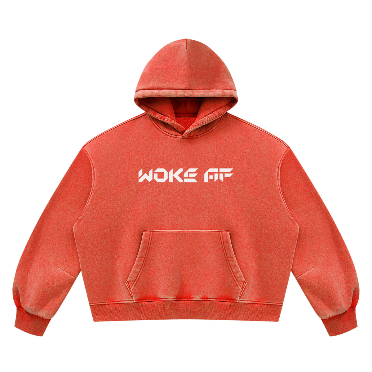 Woke AF Unisex Vintage Wash Boxy Fleece Hoodie - KR Woke Wear