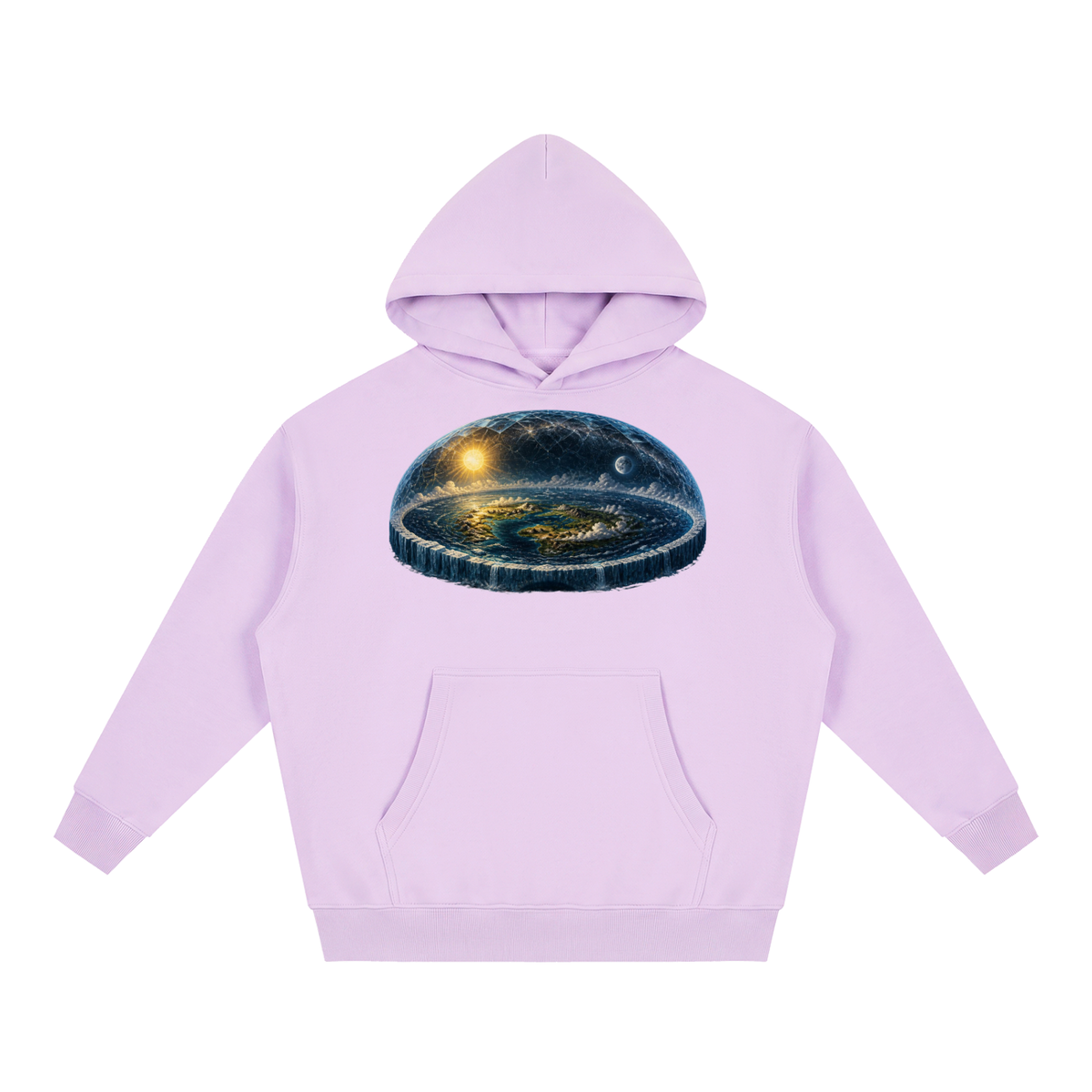 Flat Earth Essential Oversized Boxy Fit Fleece Hoodie - KR Woke Wear