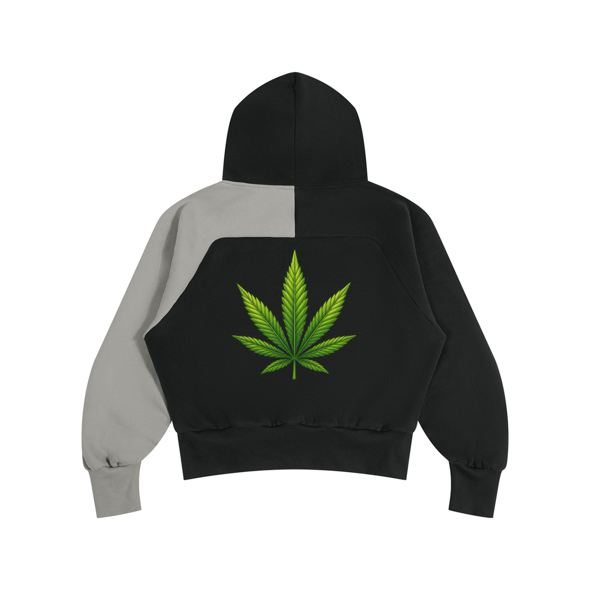 Pot Leaf, Alien Color-Block Fleece Hoodie - KR Woke Wear