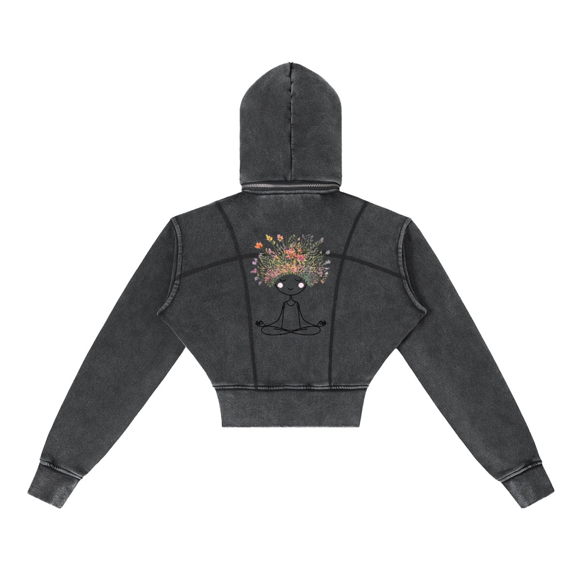 Meditate to Elevate, Yoga Girl Vintage Washed Cropped Fleece Hoodie - KR Woke Wear
