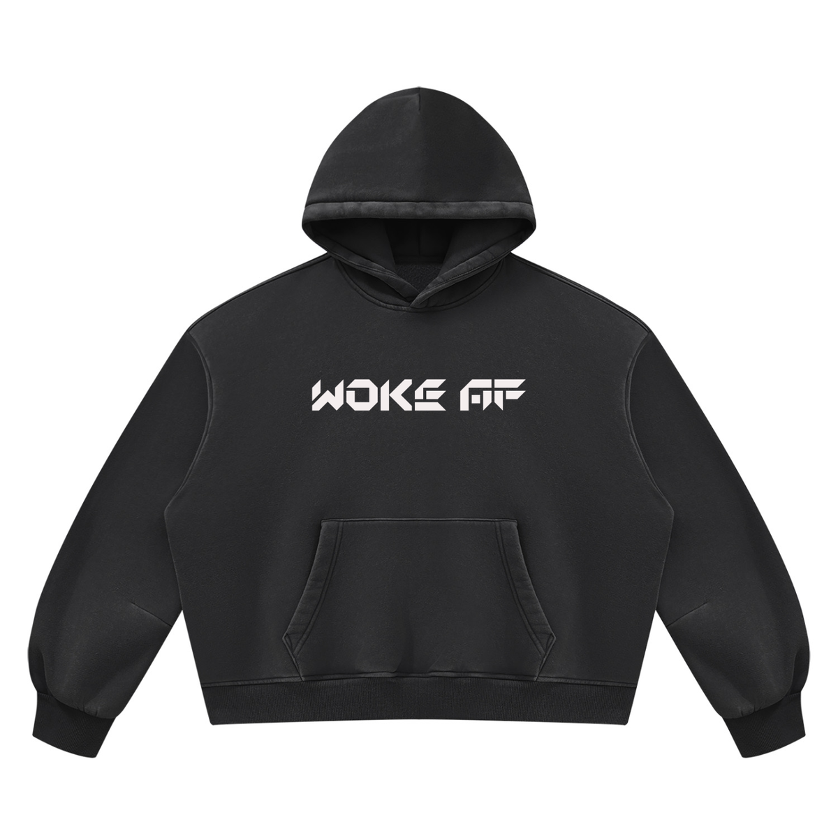 Woke AF Unisex Vintage Wash Boxy Fleece Hoodie - KR Woke Wear