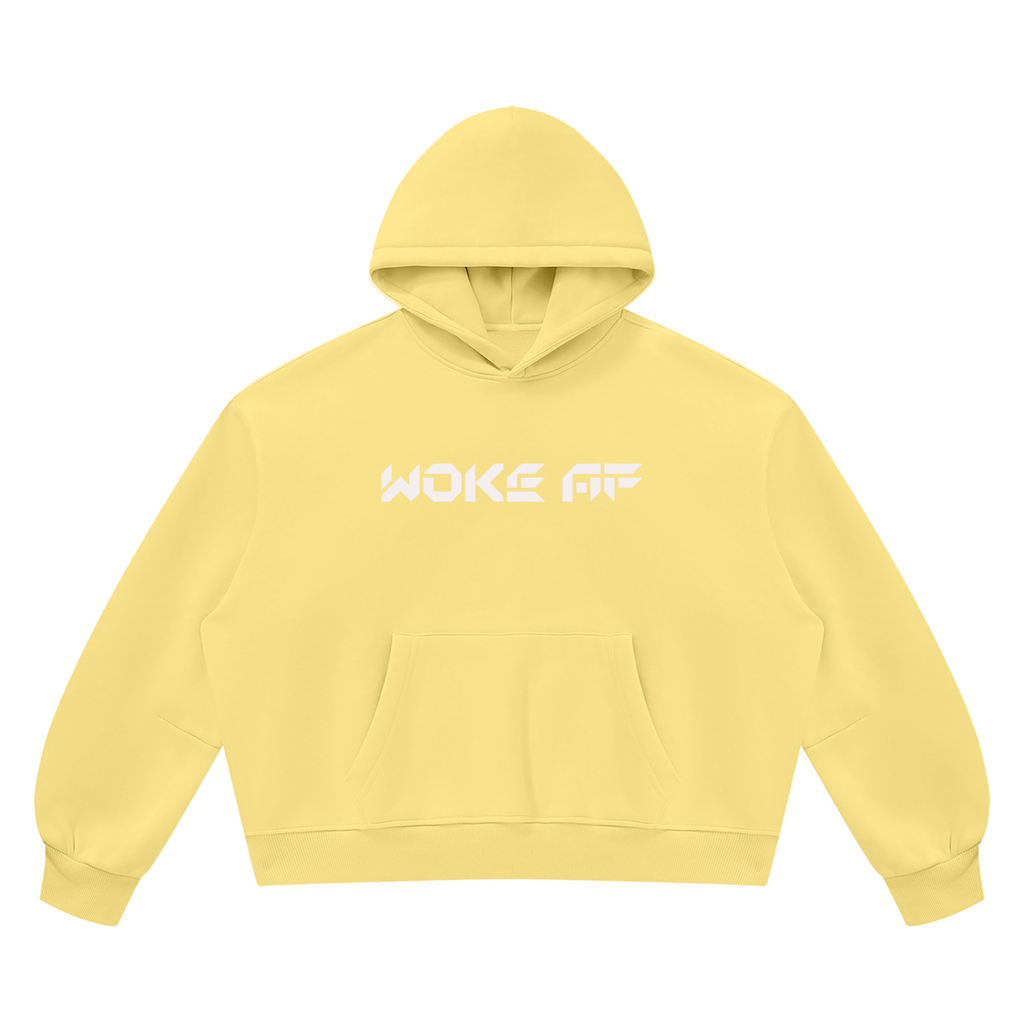 Woke AF Unisex Vintage Wash Boxy Fleece Hoodie - KR Woke Wear
